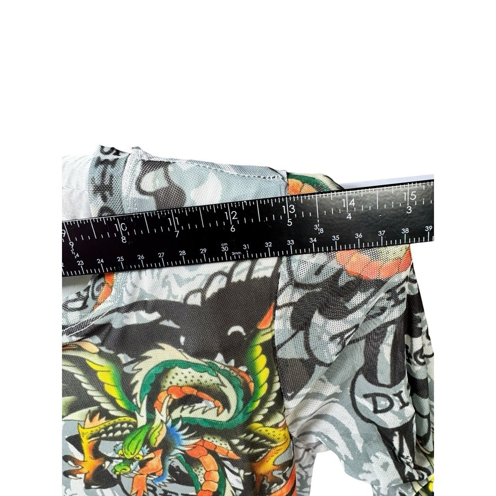 Ed Hardy NWT Dragon Tattoo Print Ruched Bodycon Mini Dress Size Small Y2K - Picture 6 of 15